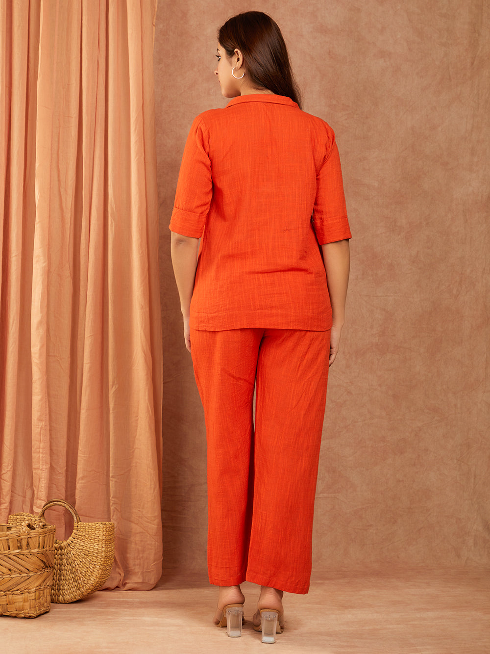 Rust Orange Cotton Slub Co-ord Set