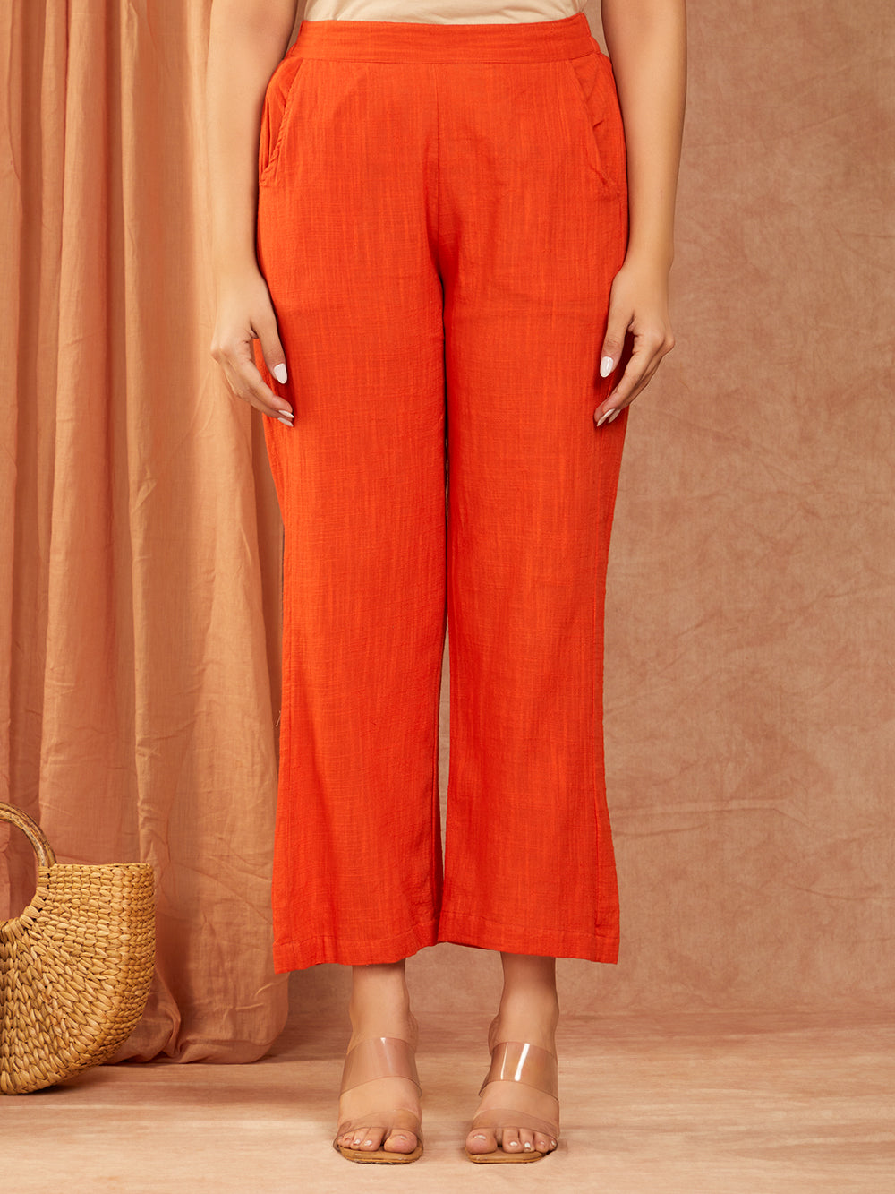 Rust Orange Cotton Slub Co-ord Set