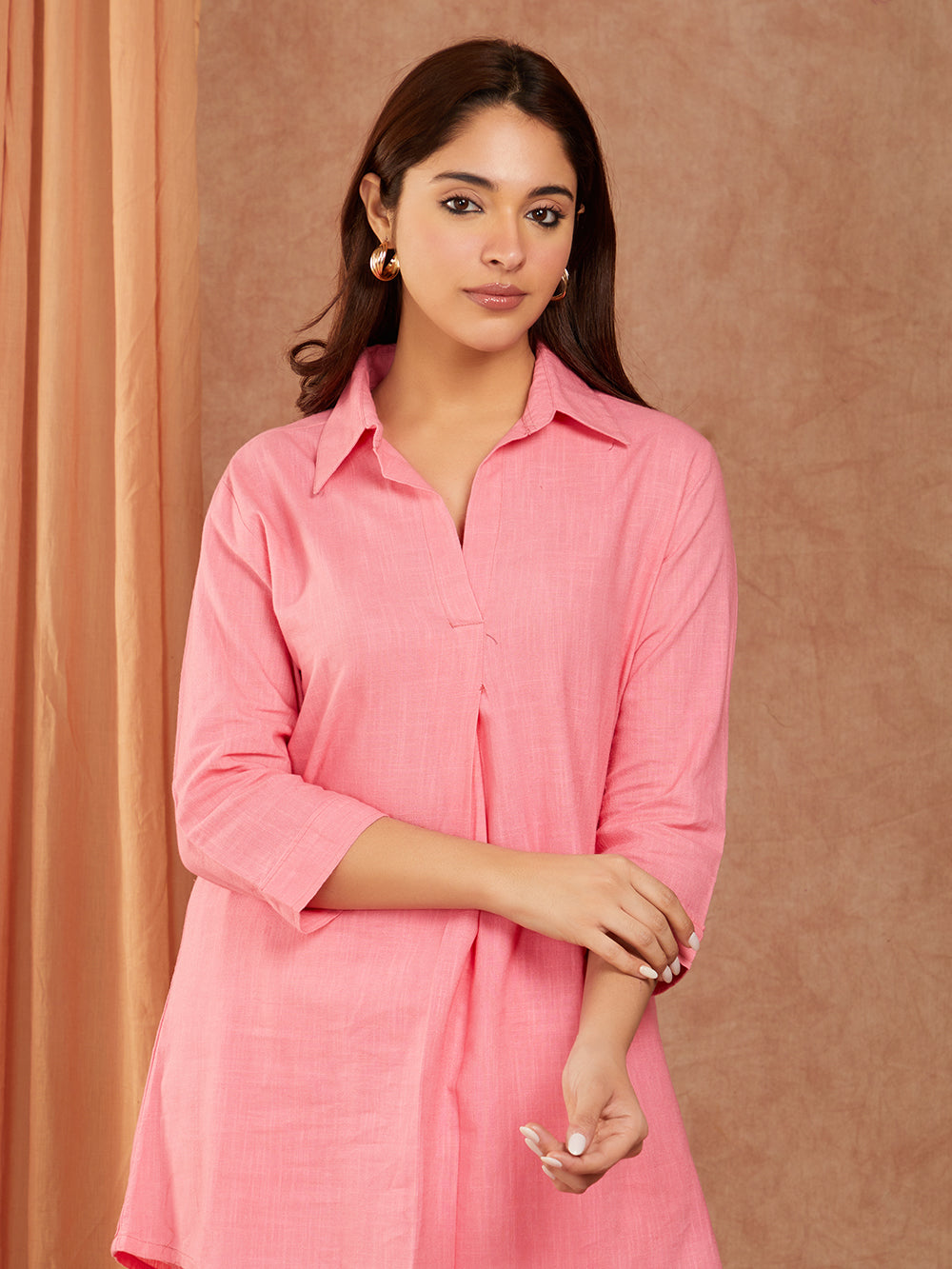 Rose Pink Cotton Slub Co-ord Set
