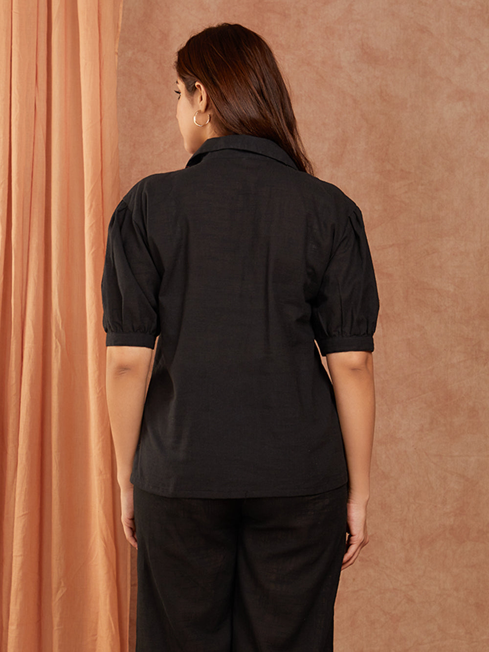 Black Cotton Slub Hand Embroidery Co-ord Set