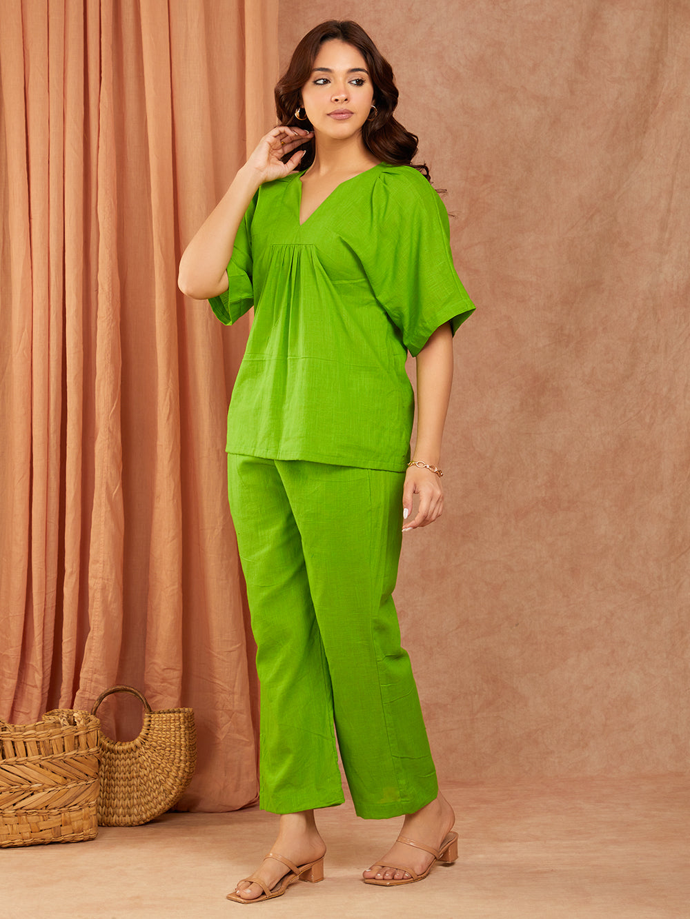 Green Cotton Slub Co-ord Set