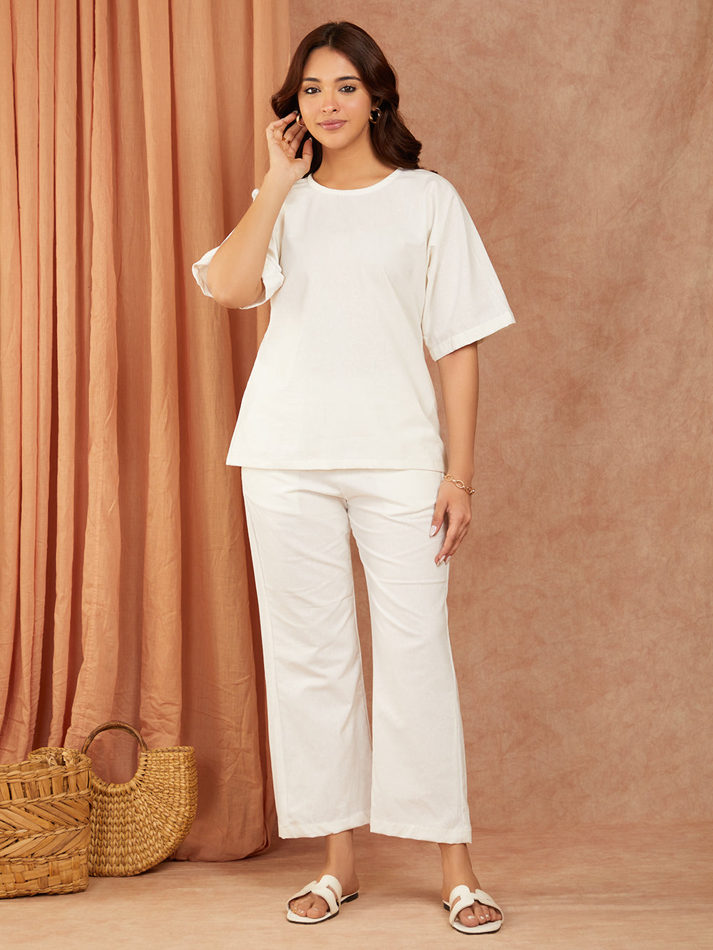 White Pure Cotton Co-ord Set