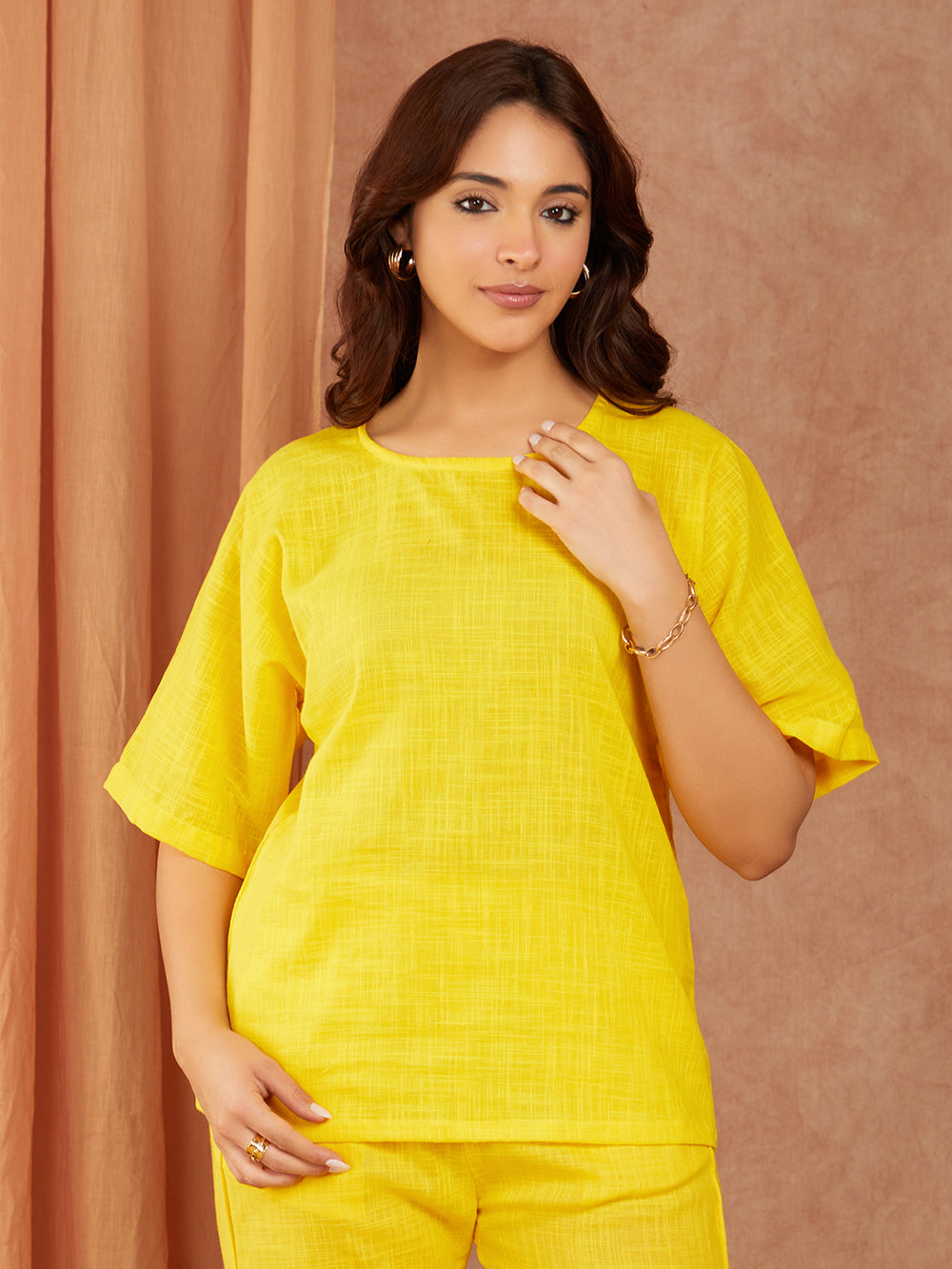 Yellow Cotton Slub Co-ord Set