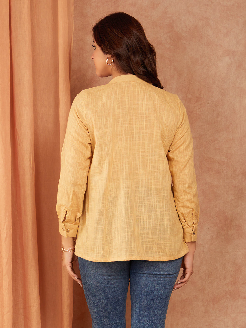Beige Cotton Slub Top