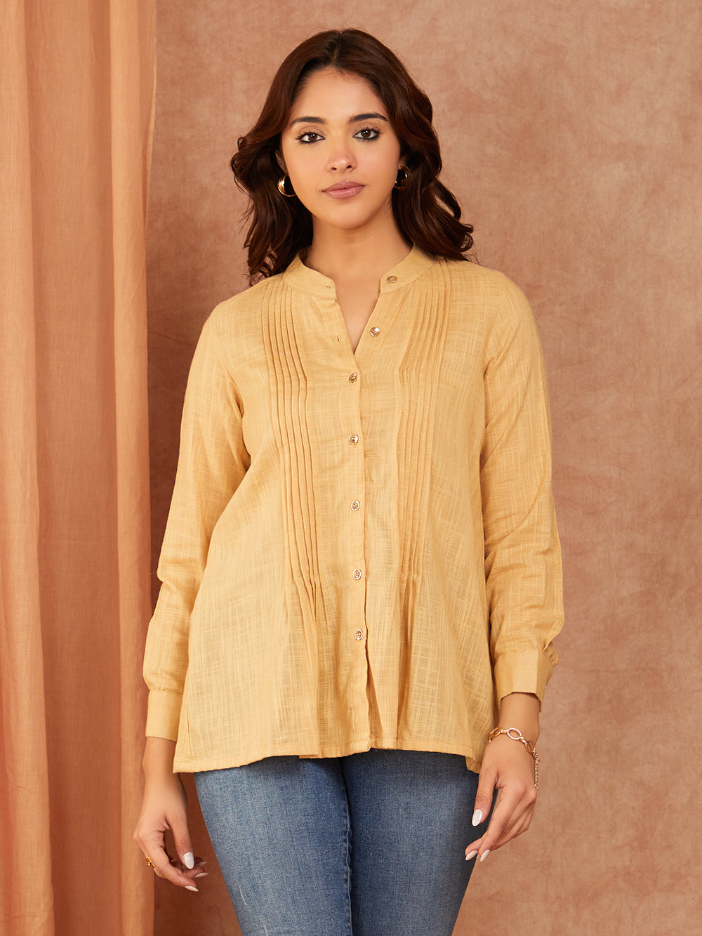 Beige Cotton Slub Top