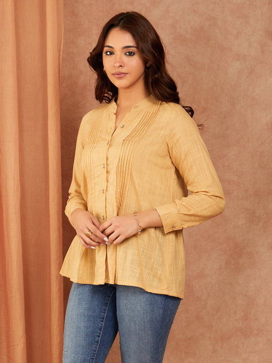 Beige Cotton Slub Top