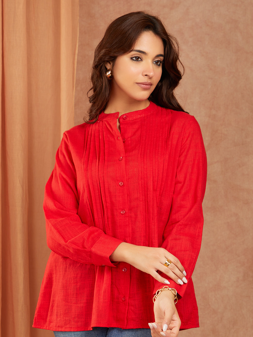 Red Cotton Slub Top