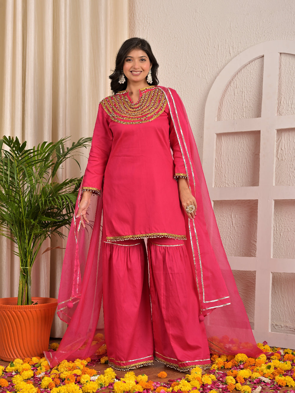 Meganta Lace sharara set with organza dupatta