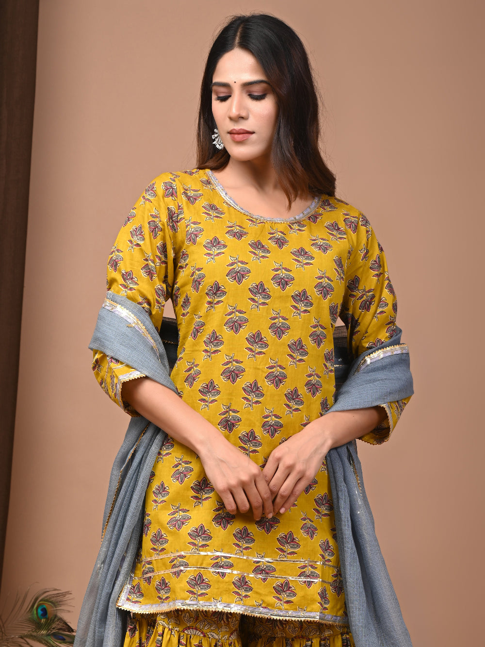 Hand Block Printed Pure Cotton Sharara set