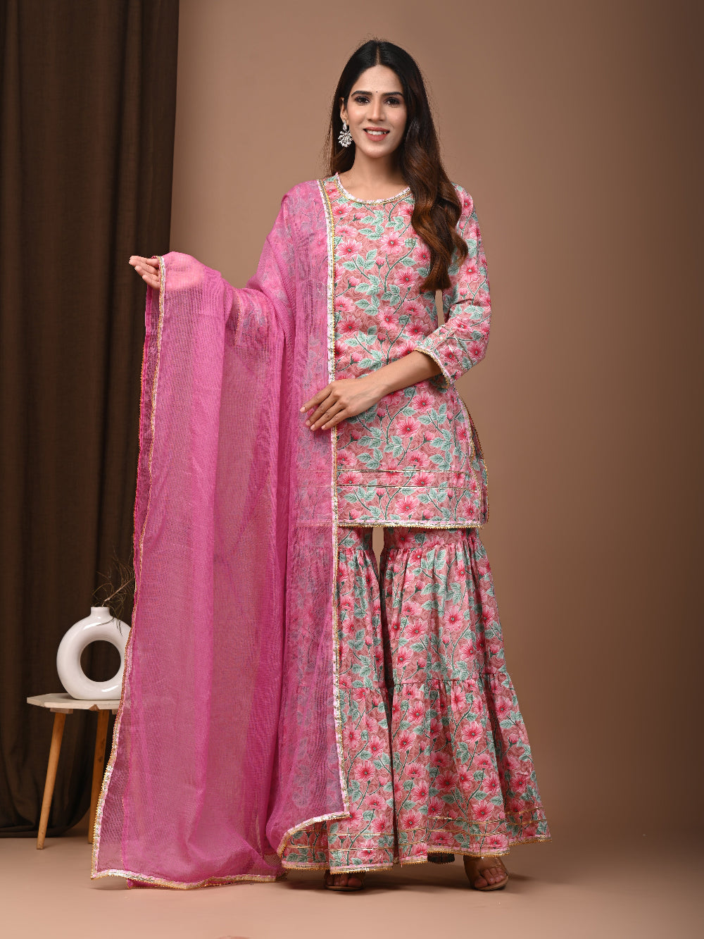 Hand Block Printed Pure Cotton Sharara set