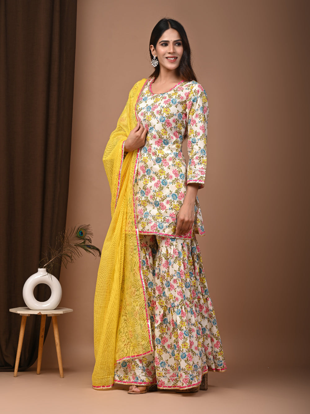 Hand Block Printed Pure Cotton Sharara set