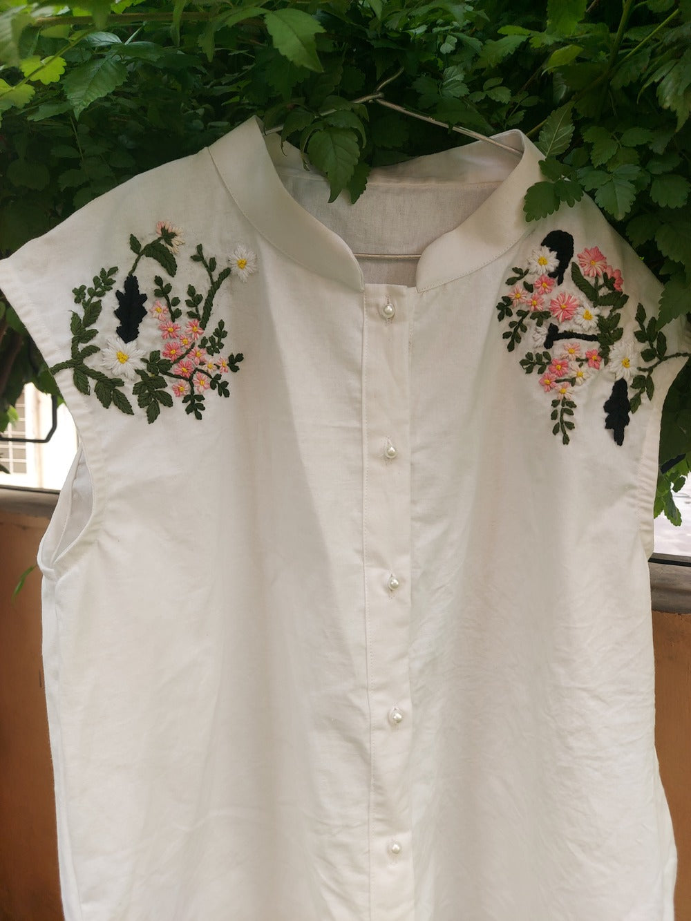 Hand Embroidery Oversize Top With Pearl Highlights