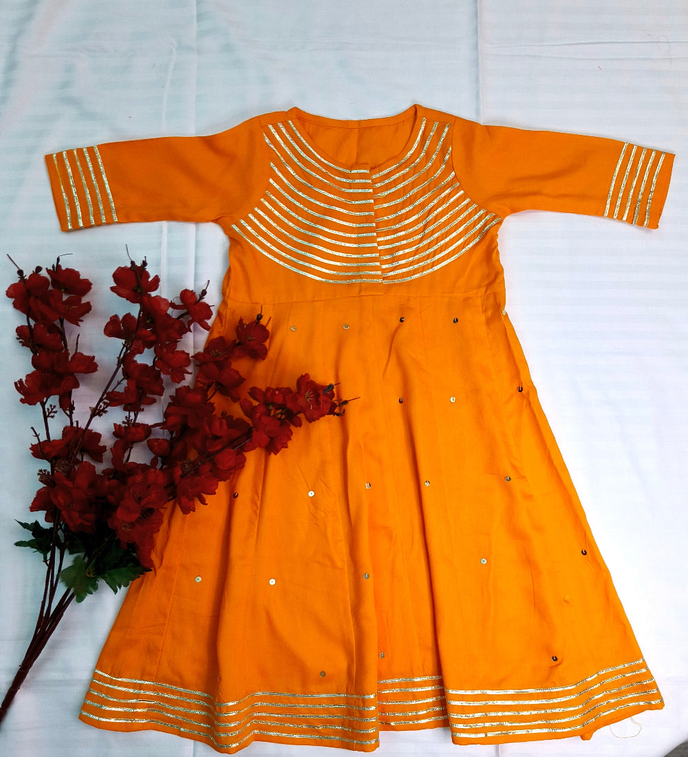 Kids Mustard Anarkali dress