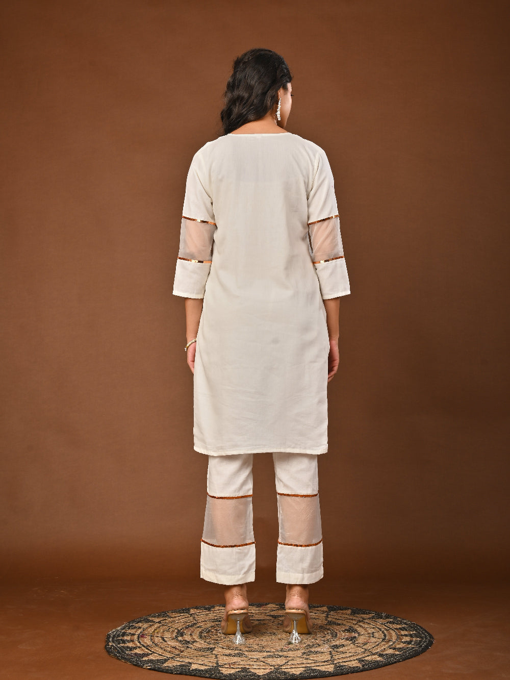 White Mul Chanderi Kurta Set
