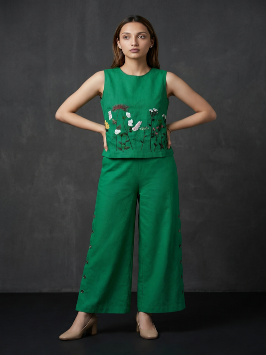 COTTON LINEN HAND EMBROIDERY COORD SET