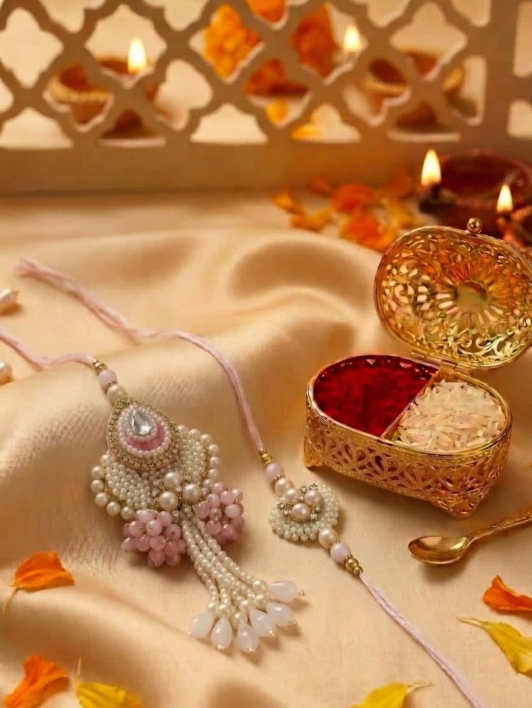 Beads work Set of bhaiya bhabhi rakhi