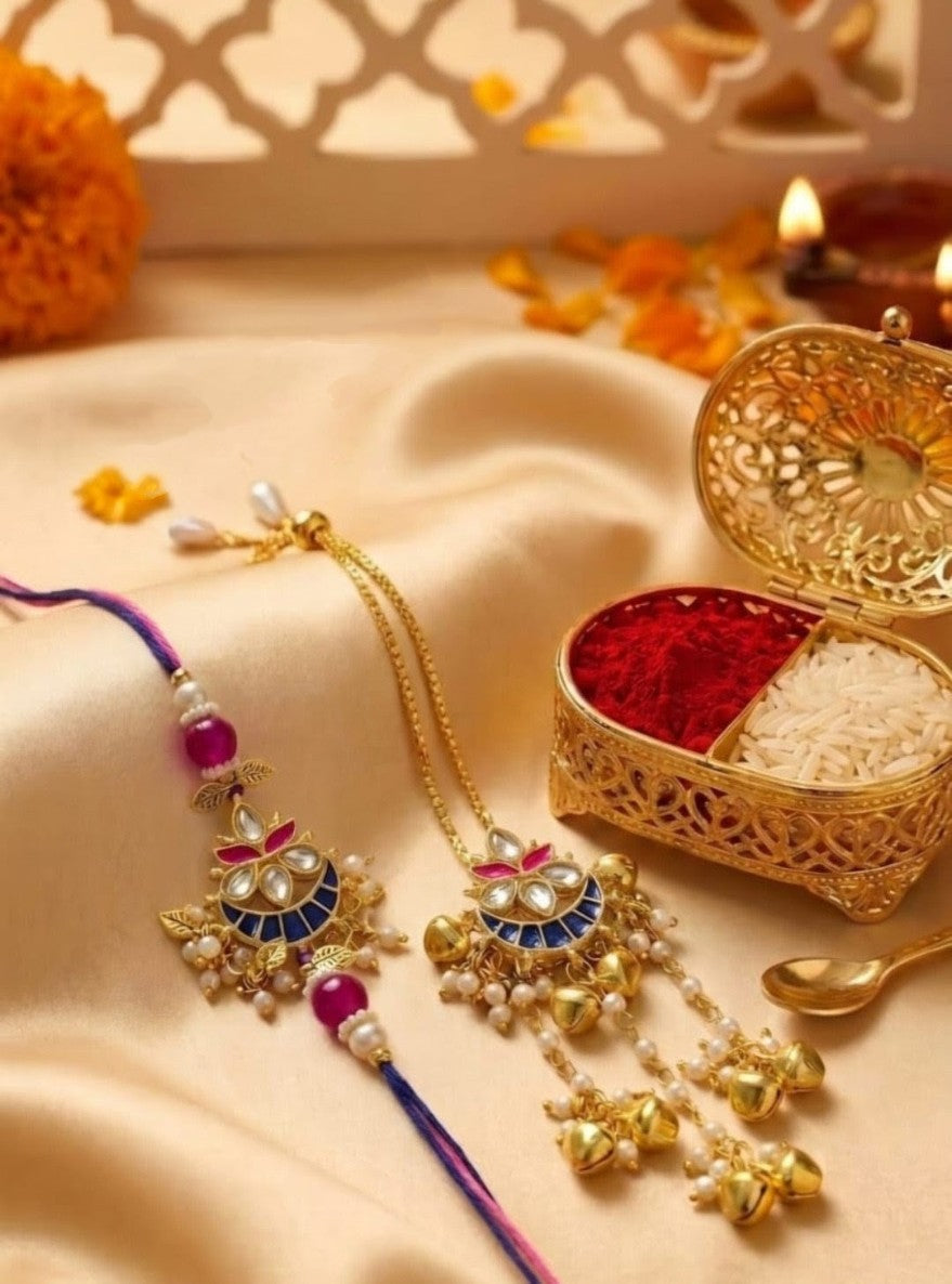 Meenakari Set of bhaiya bhabhi rakhi