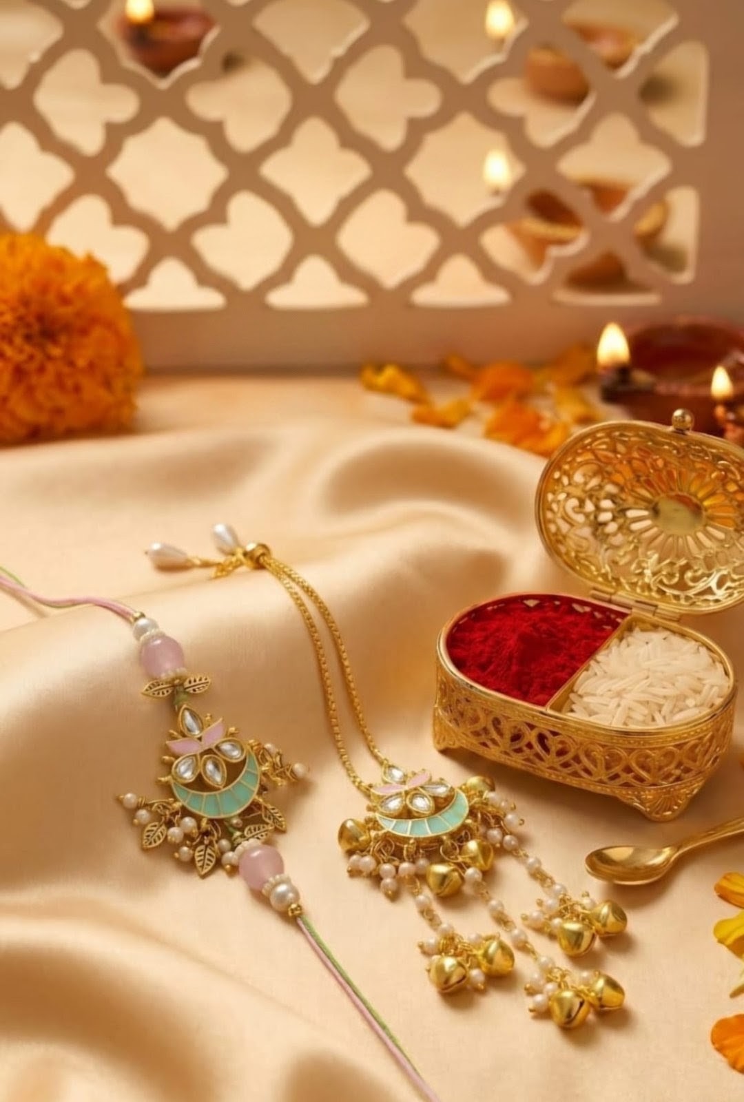 Meenakari Set of bhaiya bhabhi rakhi