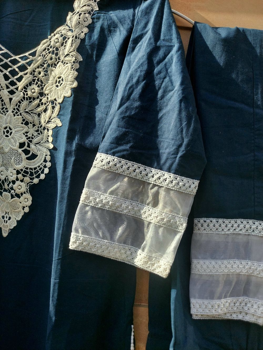 Navy Blue Embroidery Kurta Set