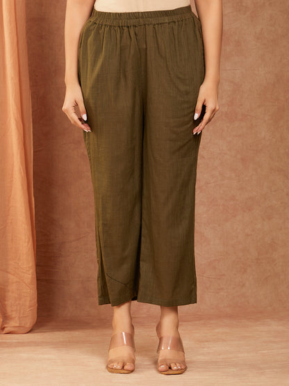 Olive Green Cotton Slub Co-ord Set