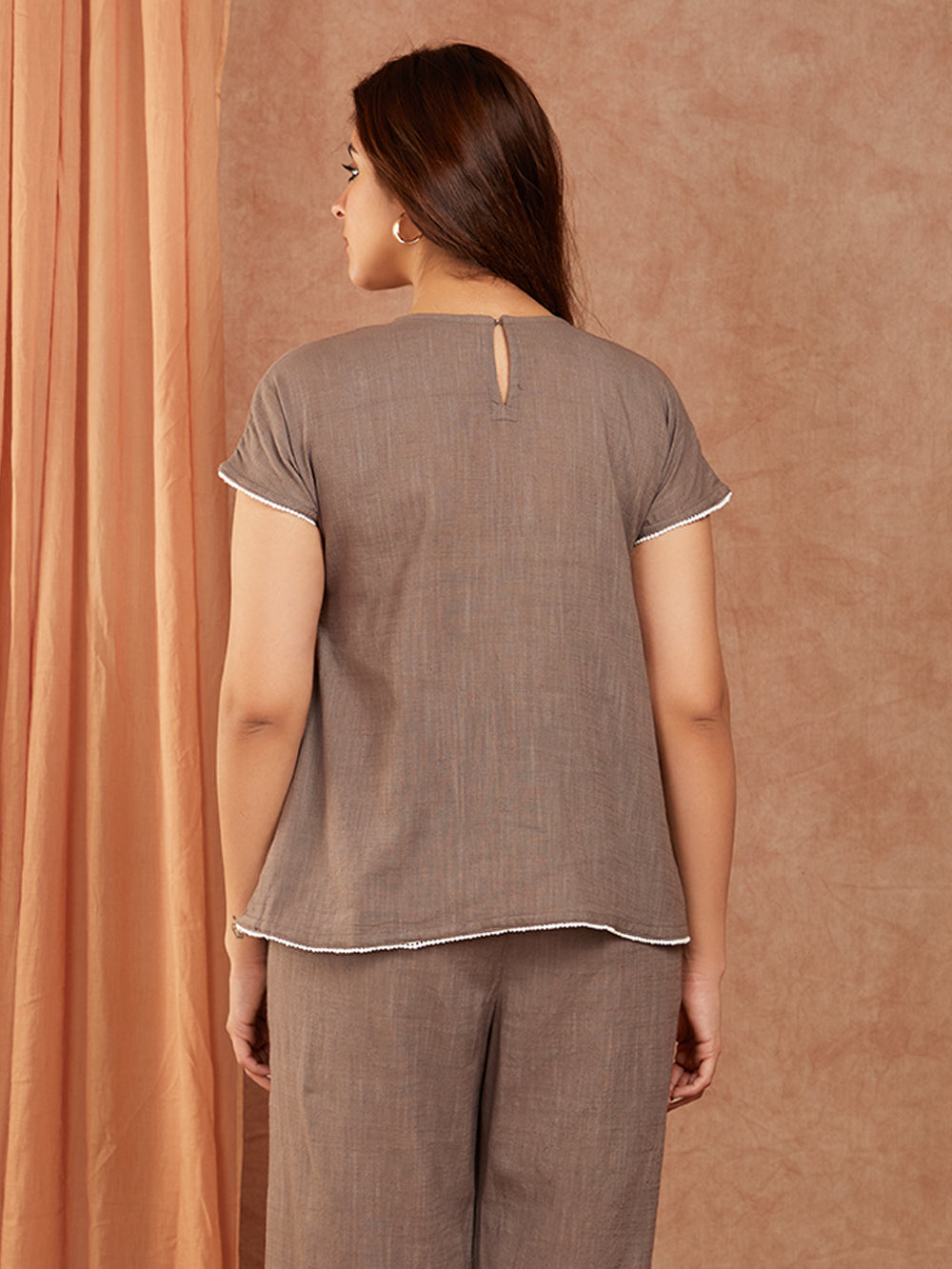 Grey Cotton Slub Hand Embroidery Co-ord Set