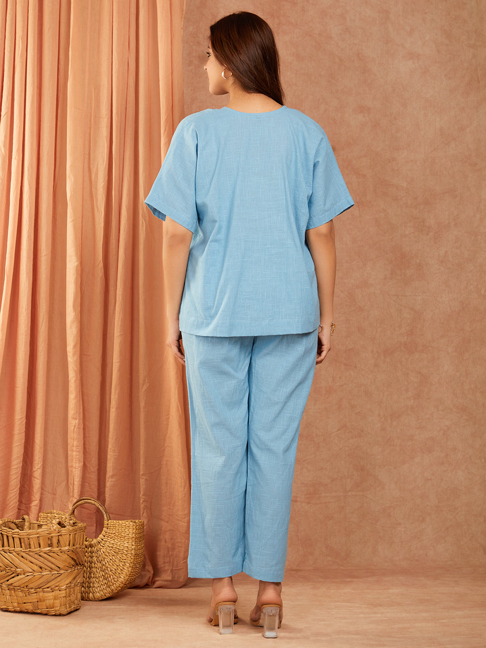 Blue Cotton Slub Co-ord Set