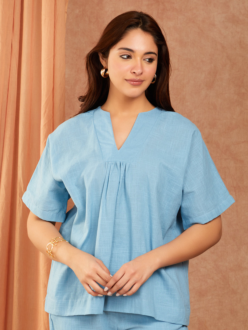Blue Cotton Slub Co-ord Set