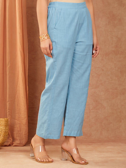 Blue Cotton Slub Co-ord Set
