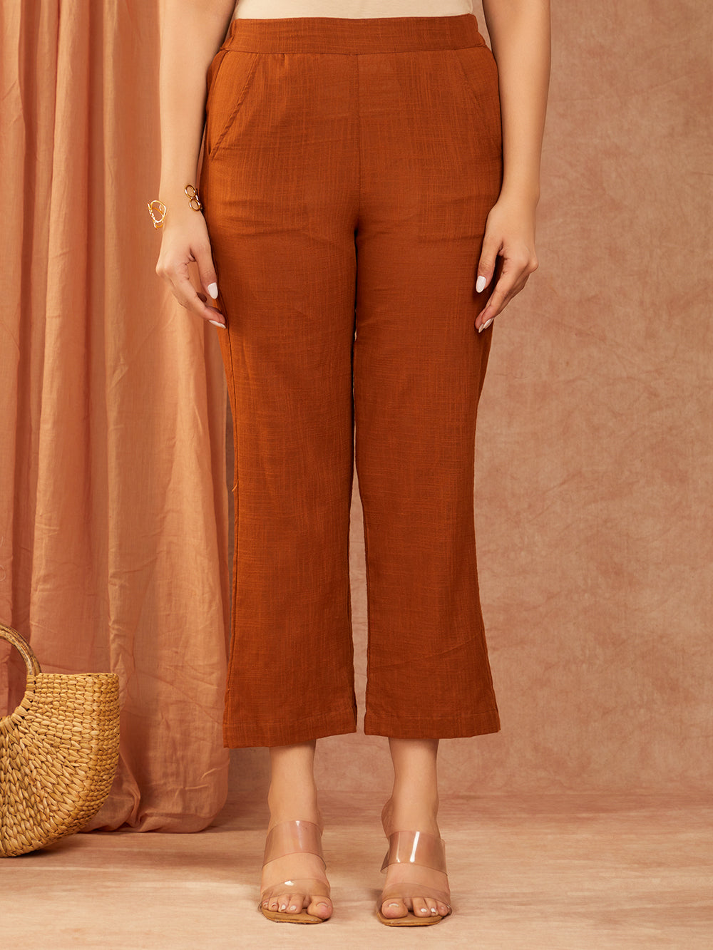 Rust Brown Cotton Slub Co-ord Set