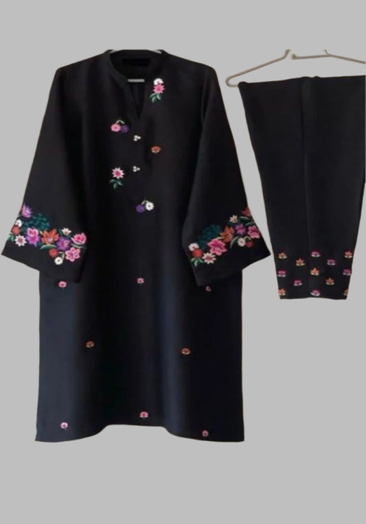 HAND EMBROIDERY COTTON SILK KURTA SET