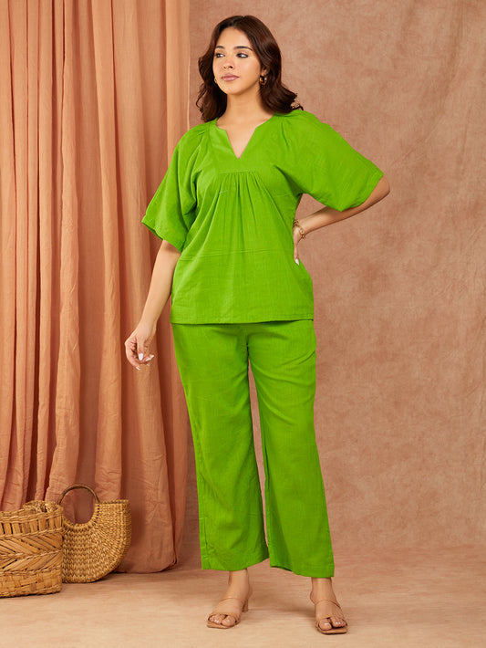 Green Cotton Slub Co-ord Set