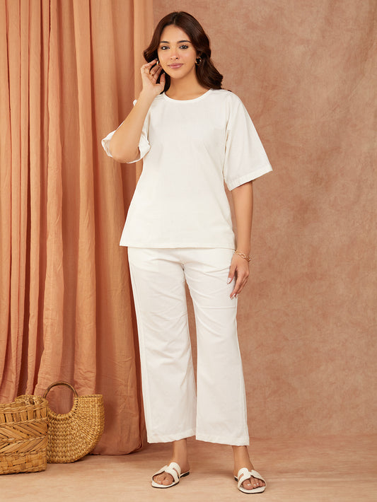 White Pure Cotton Co-ord Set
