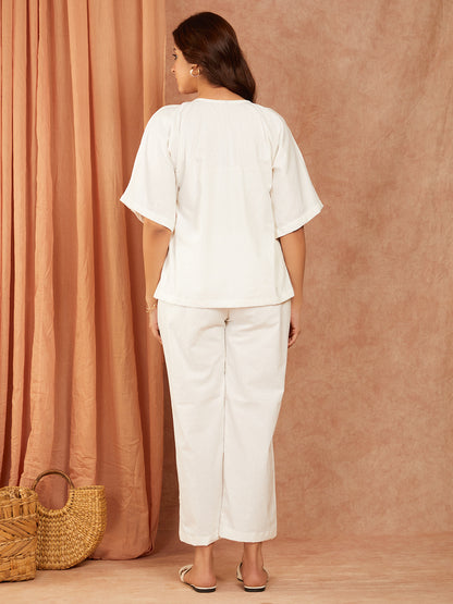 White Pure Cotton Co-ord Set