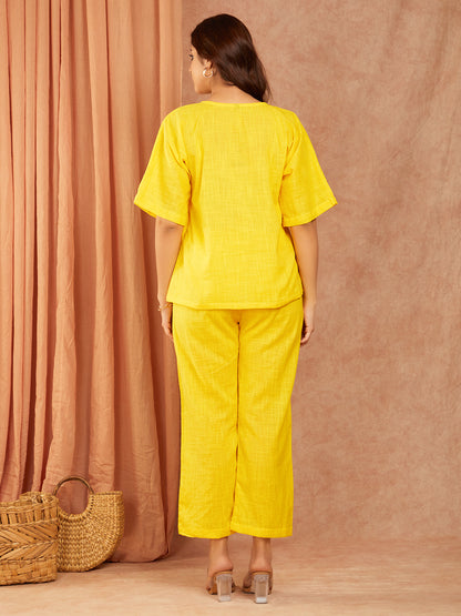Yellow Cotton Slub Co-ord Set