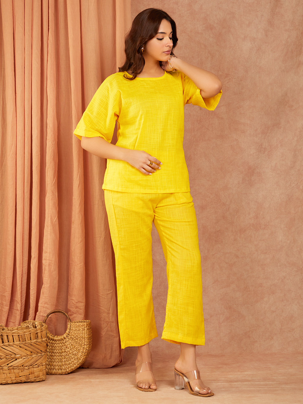 Yellow Cotton Slub Co-ord Set