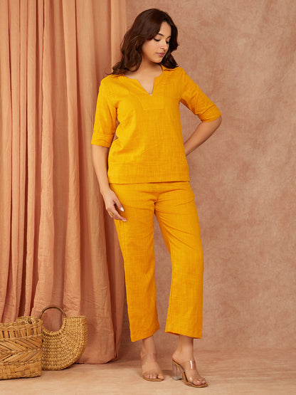 Mustard Cotton Slub Co-ord Set