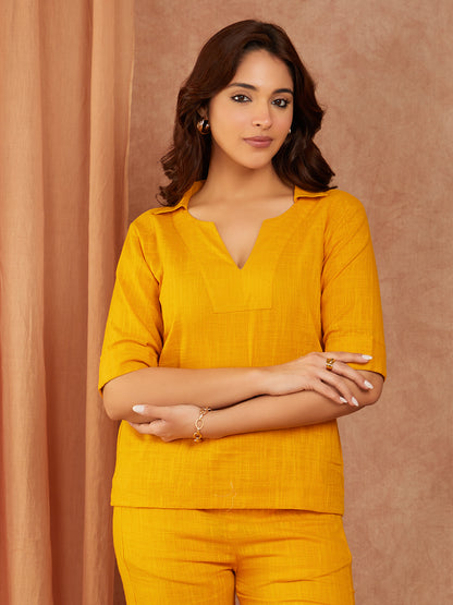 Mustard Cotton Slub Co-ord Set