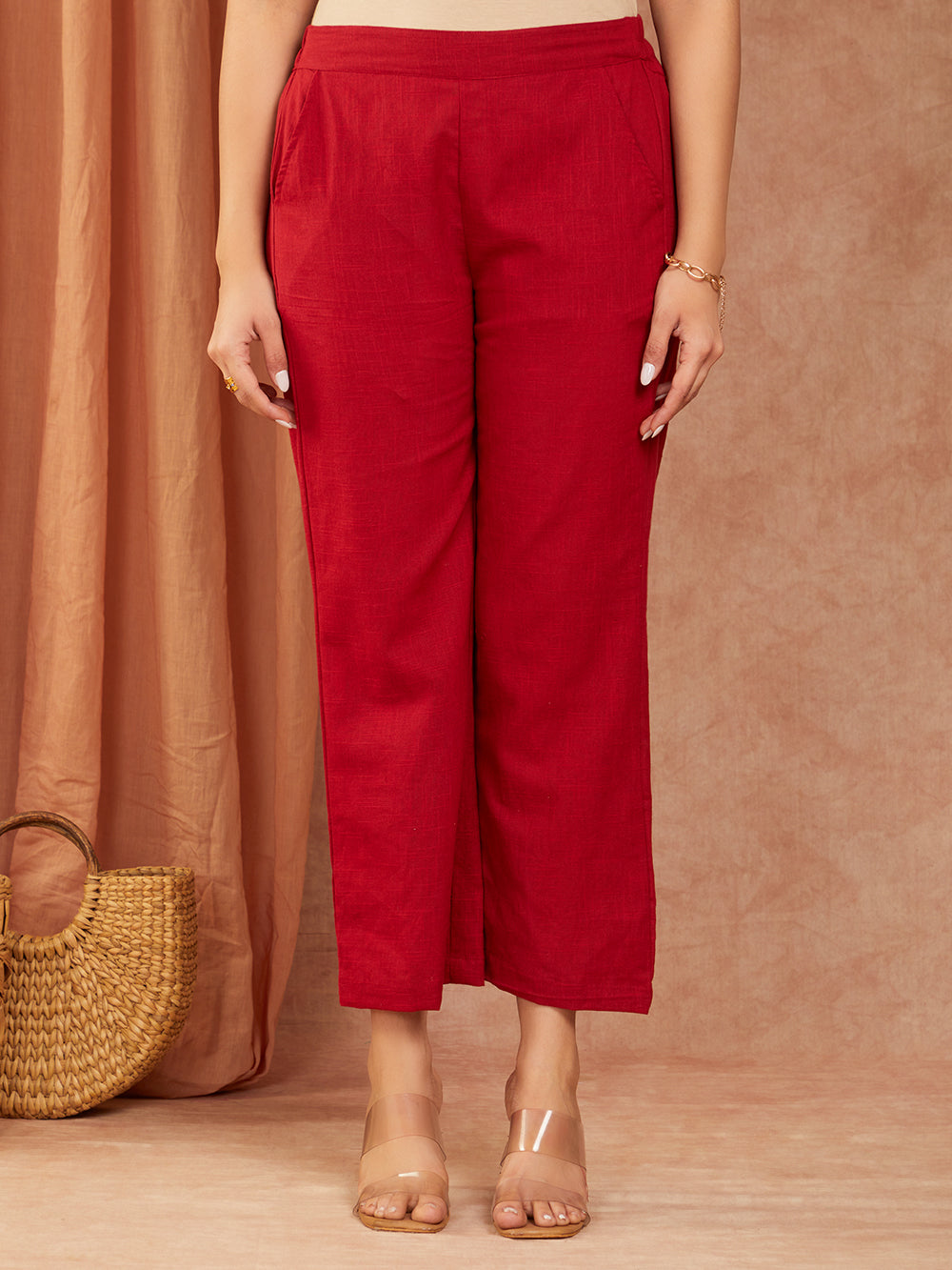 Maroon Cotton Slub Hand Embroidery Co-ord Set