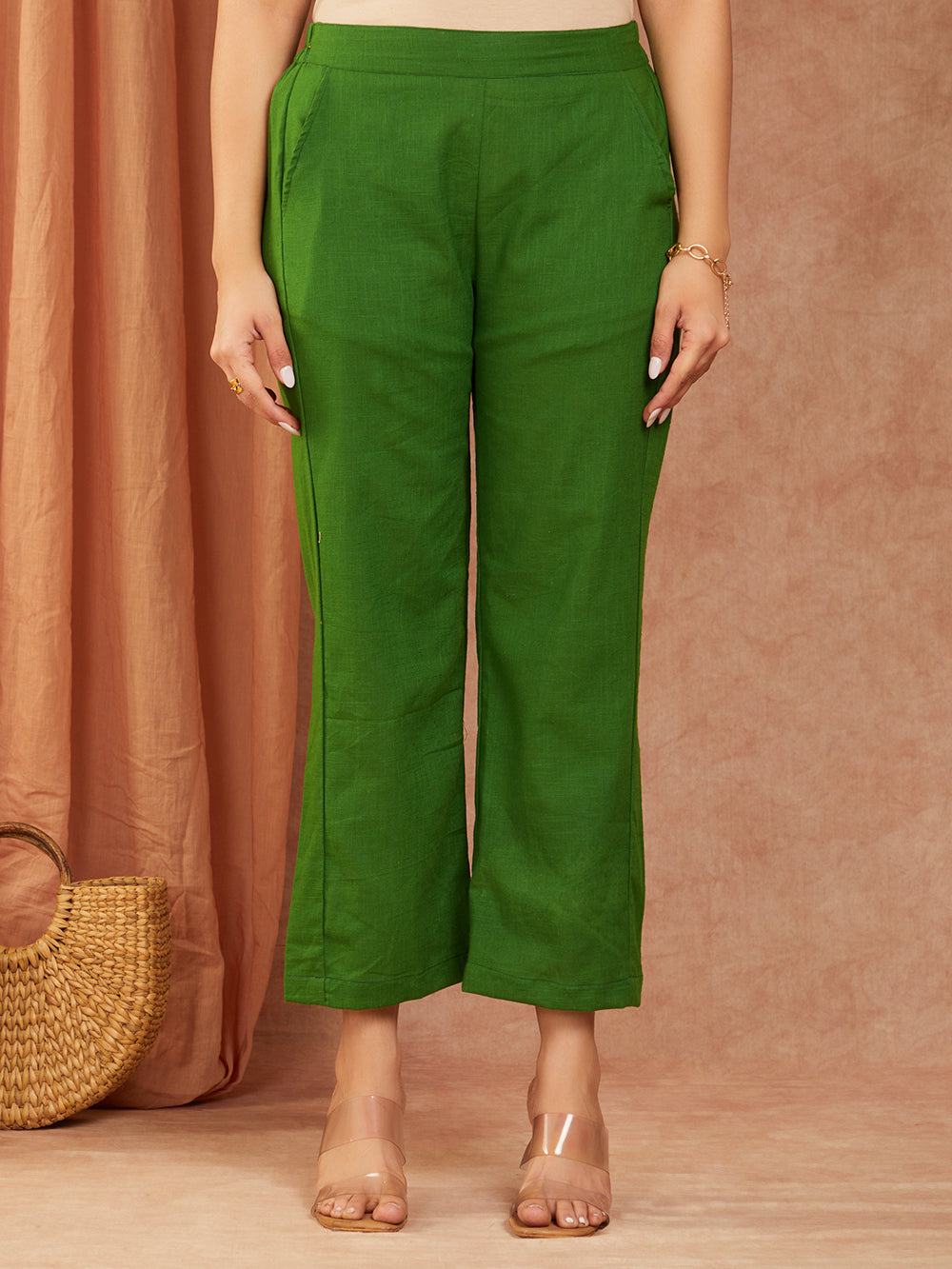 Green Cotton Slub Hand Embroidery Co-ord Set