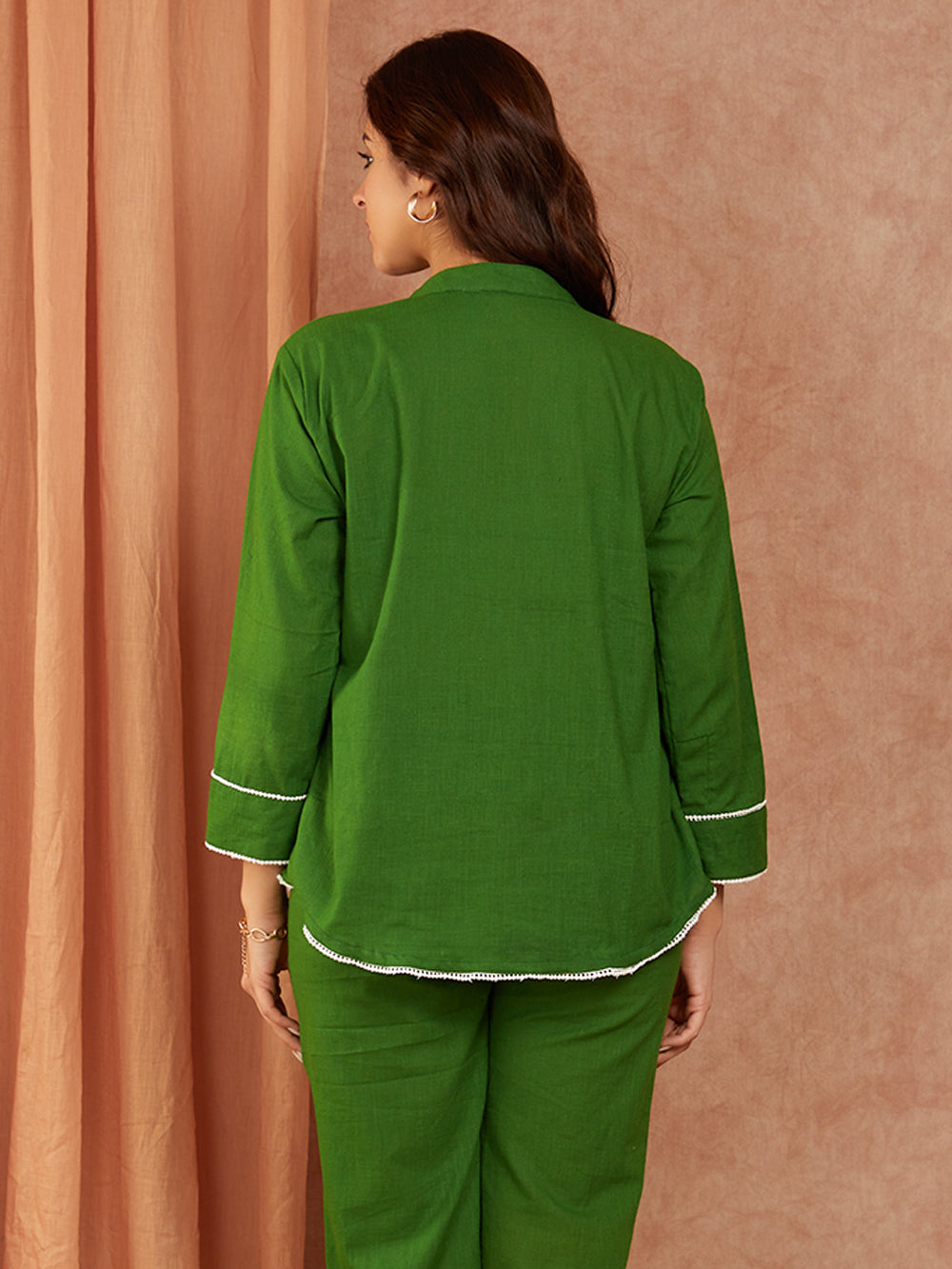 Green Cotton Slub Hand Embroidery Co-ord Set