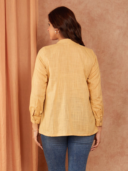 Beige Cotton Slub Top