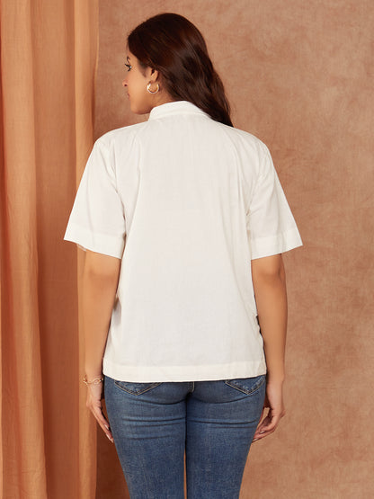 White Hand Embroidery Cotton Top