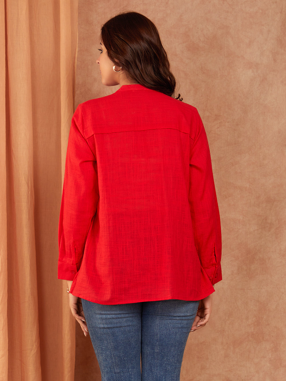 Red Cotton Slub Top