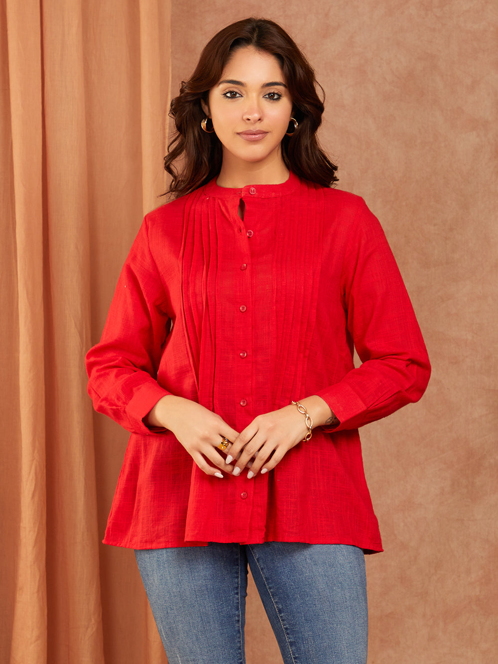 Red Cotton Slub Top