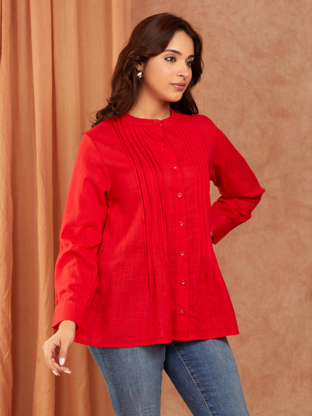 Red Cotton Slub Top