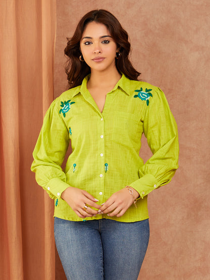 Lime Green Cotton Slub Top