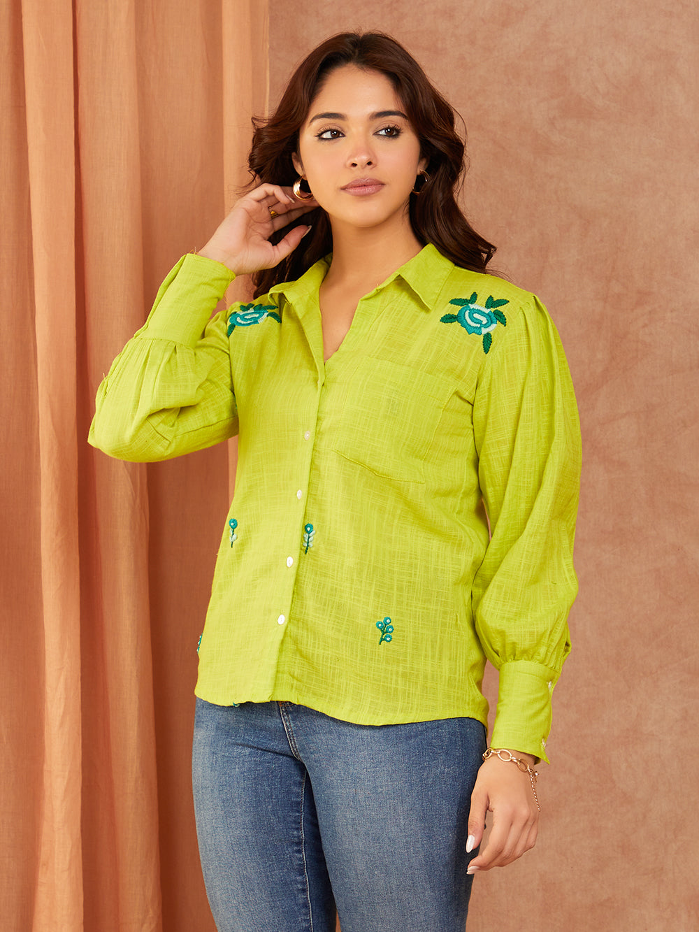 Lime Green Cotton Slub Top
