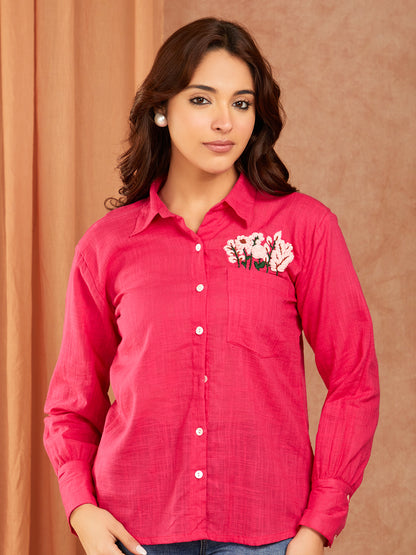 Magenta Cotton Slub Top