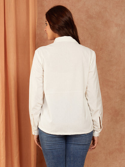 White Cotton Hand Embroidery Top