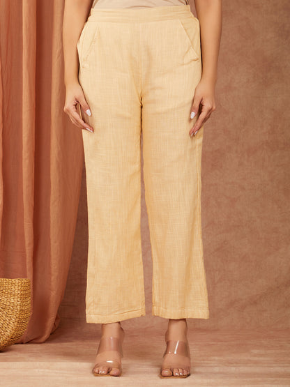 Cream Cotton Slub Hand Embroidery Co-ord Set